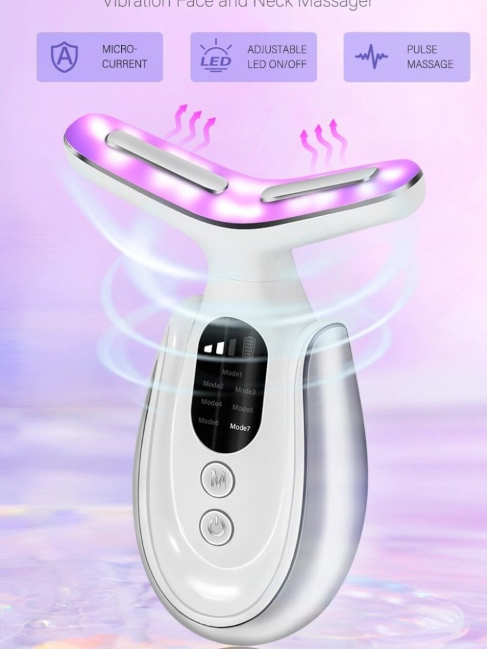 Neck Beauty Device 7 in 1 LED Therapy Micro current Anti Wrinkle Face Massager